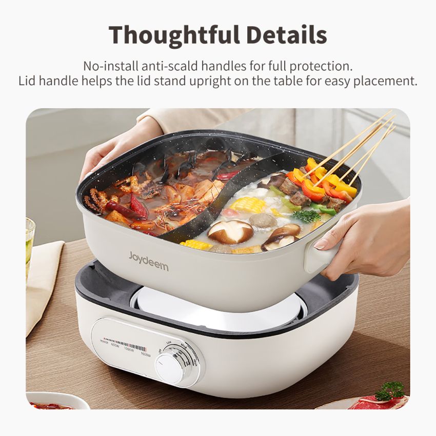 JADE TEMPLE 17105 Stainless Steel Hot Pot Wok with Glass Lid, D
